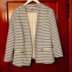 Striped blazer - lightweight with gold zip pocket detail